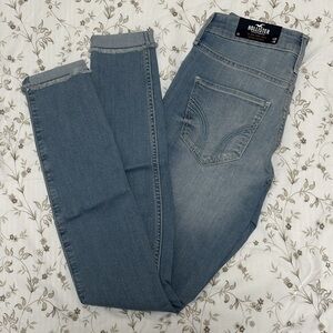 HOLLISTER Blue High-Rise Ripped Skinny Jeans